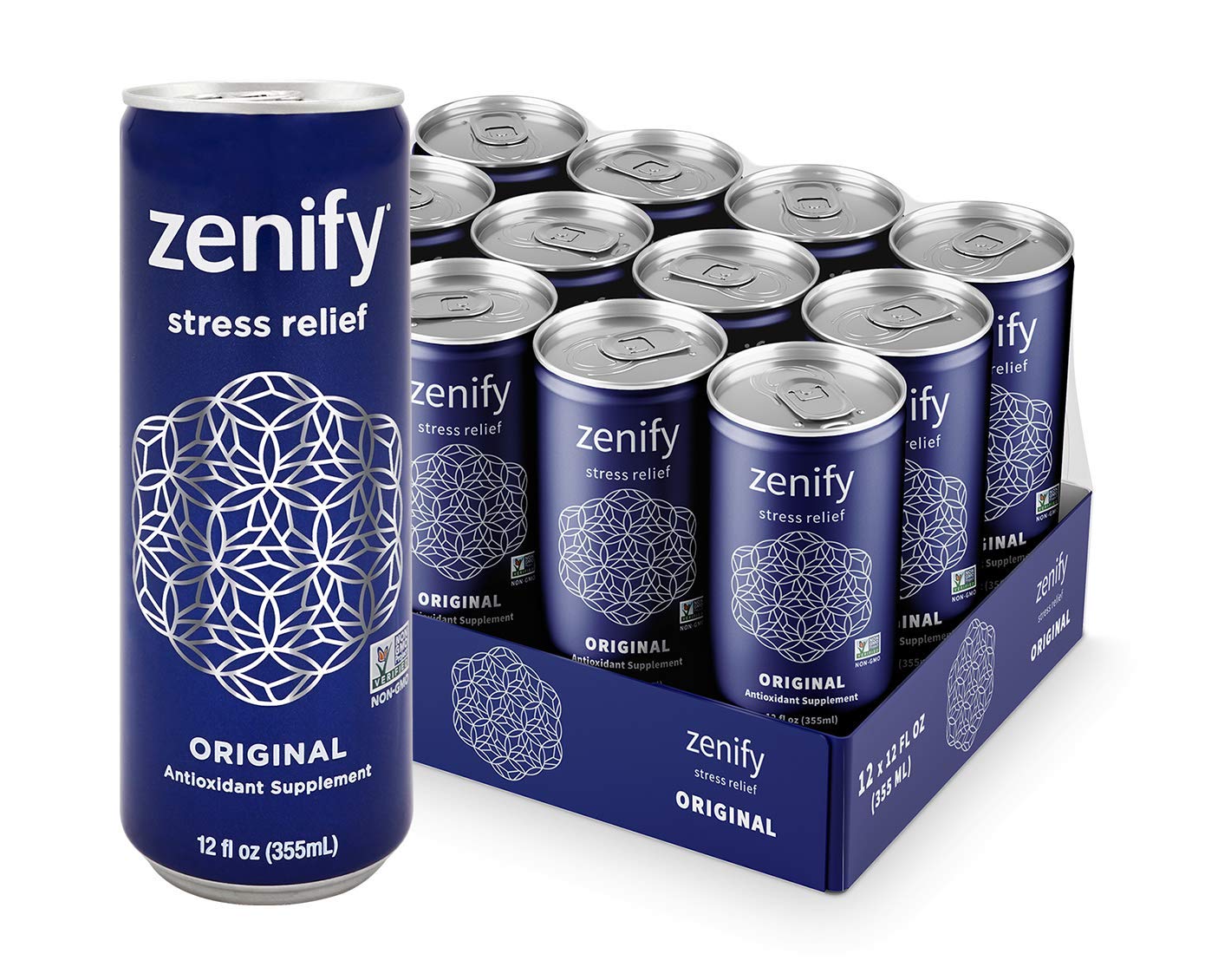 Zenify Original All Natural Sparkling Calming Stress Relief Beverage， Formula with L-Theanine， GABA， Vitamin B6， and Glycine， Non-GMO， Gluten-Free， Vegan， 12 Fl Oz， Pack of 12， (2010056) - Image 2